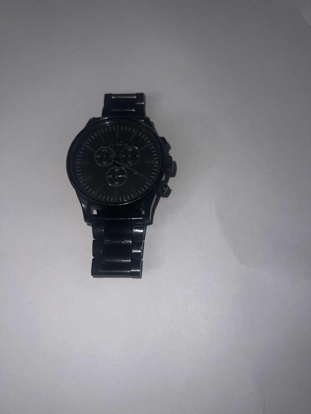 Nixon Black Stainless Steel Link Chronograph Watch